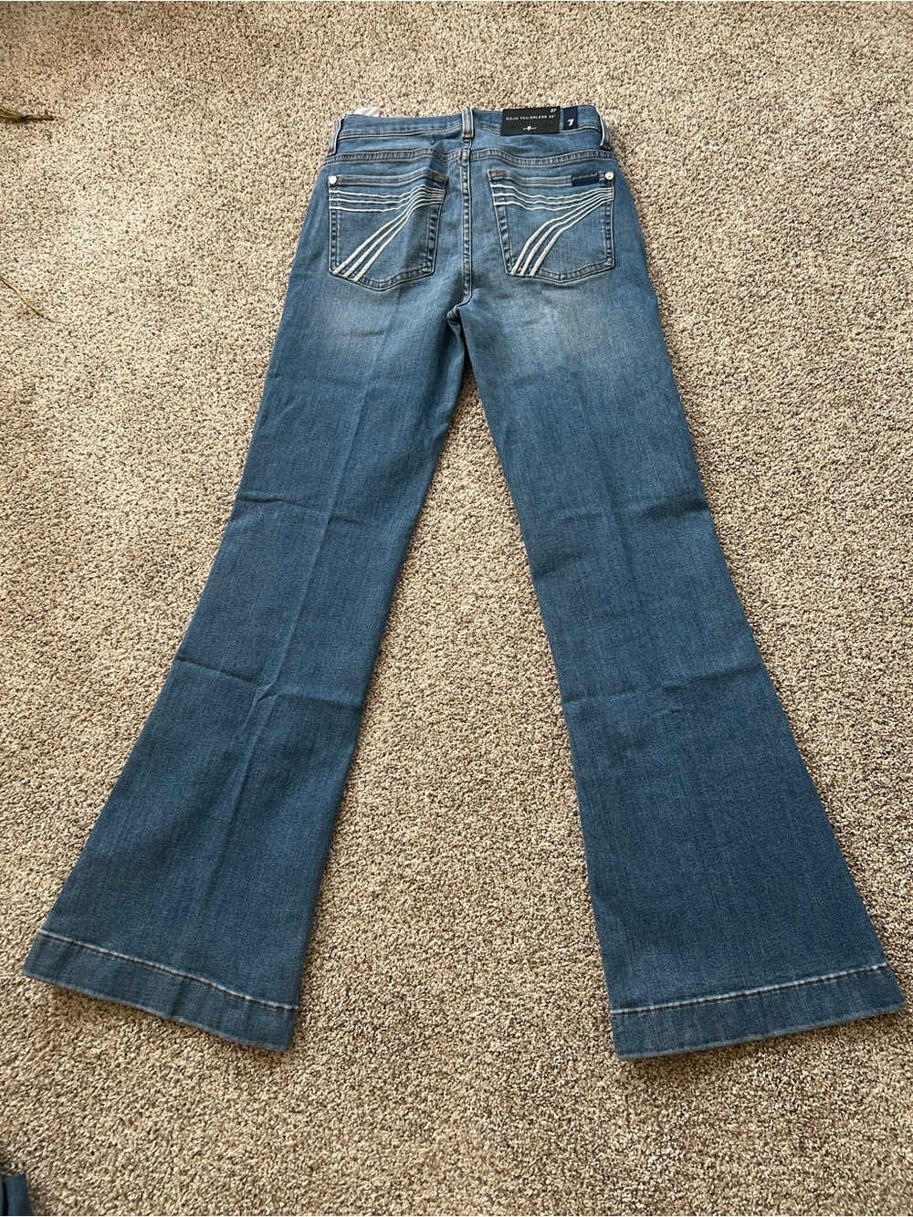 7 For All Mankind Women's Straight Leg Jeans in Medium Blue Denim - Picture 5 of 5